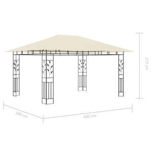 Κιόσκι με Σήτα και Φωτάκια LED Κρεμ 4 x 3 x 2,73 μ. - PAKOBAZAAR