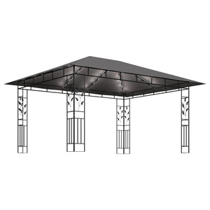 Κιόσκι με Σήτα και Φωτάκια LED Ανθρακί 4 x 3 x 2,73 μ. - PAKOBAZAAR