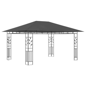 Κιόσκι με Σήτα και Φωτάκια LED Ανθρακί 4 x 3 x 2,73 μ. - PAKOBAZAAR