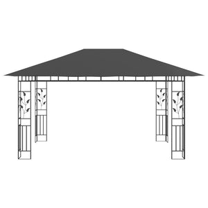 Κιόσκι με Σήτα και Φωτάκια LED Ανθρακί 4 x 3 x 2,73 μ. - PAKOBAZAAR