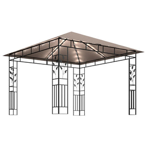 Κιόσκι με Σήτα και Φωτάκια LED Taupe 3 x 3 x 2,73 μ. - PAKOBAZAAR