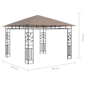 Κιόσκι με Σήτα και Φωτάκια LED Taupe 3 x 3 x 2,73 μ. - PAKOBAZAAR