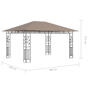 Κιόσκι με Σήτα και Φωτάκια LED Taupe 4 x 3 x 2,73 μ. - Pakobazaar
