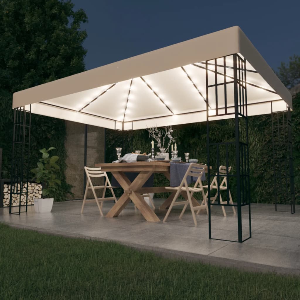 Κιόσκι με Φωτάκια LED Κρεμ 3 x 4 μ. - Pakobazaar