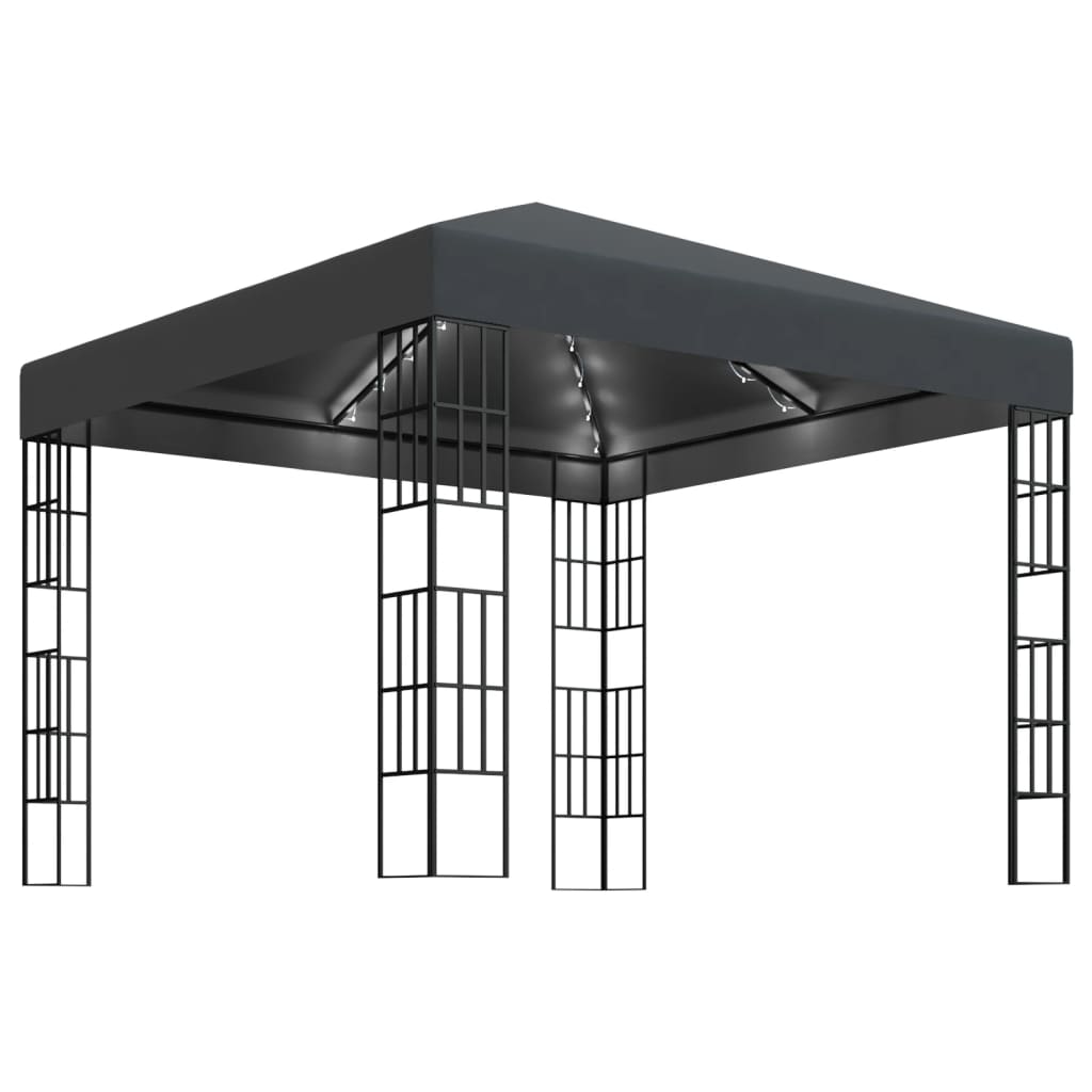 Κιόσκι με Φωτάκια LED Ανθρακί 3 x 3 μ. - Pakobazaar