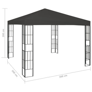 Κιόσκι με Φωτάκια LED Ανθρακί 3 x 3 μ. - Pakobazaar