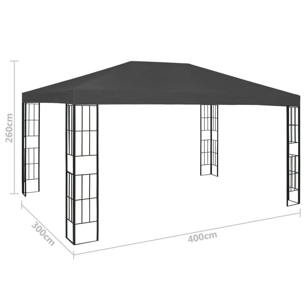 Κιόσκι με Φωτάκια LED Ανθρακί 3 x 4 μ. - Pakobazaar