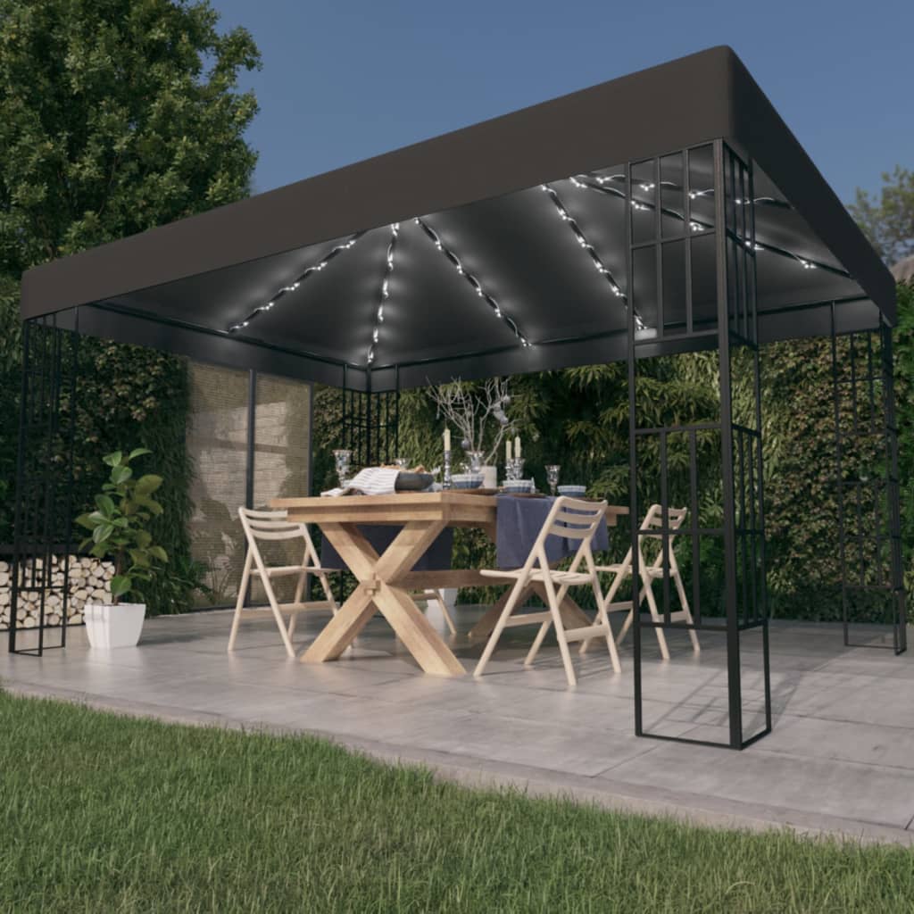 Κιόσκι με Φωτάκια LED Ανθρακί 3 x 4 μ. - Pakobazaar