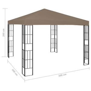 Κιόσκι με Φωτάκια LED Taupe 3 x 3 μ. - Pakobazaar