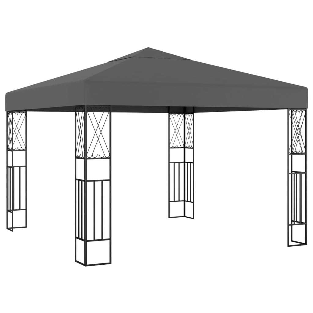 Κιόσκι με Φωτάκια LED Ανθρακί 3 x 3 μ. Υφασμάτινο - Pakobazaar