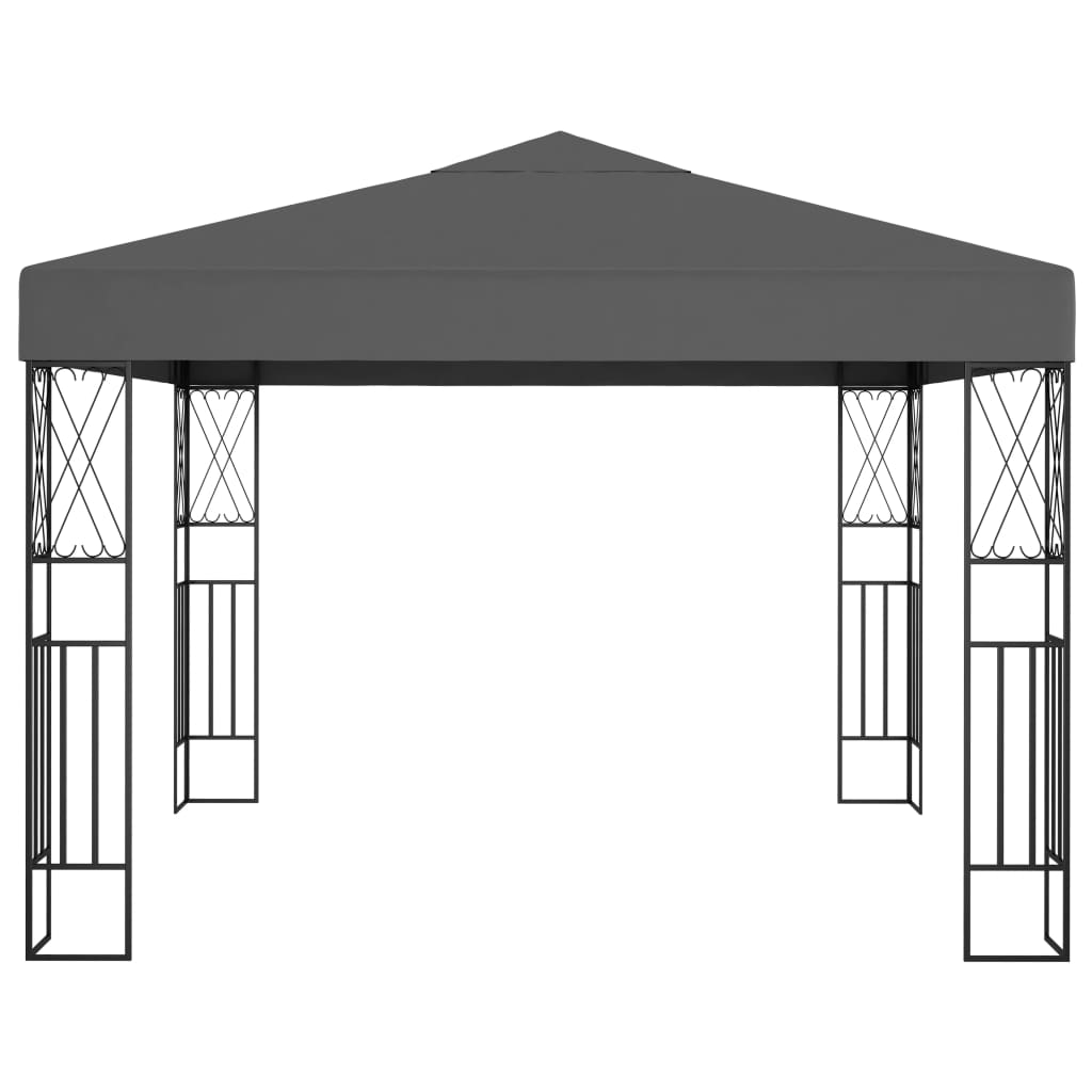 Κιόσκι με Φωτάκια LED Ανθρακί 3 x 3 μ. Υφασμάτινο - Pakobazaar