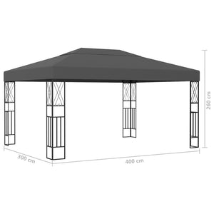 Κιόσκι με Φωτάκια LED Ανθρακί 3 x 4 μ. Υφασμάτινο - Pakobazaar