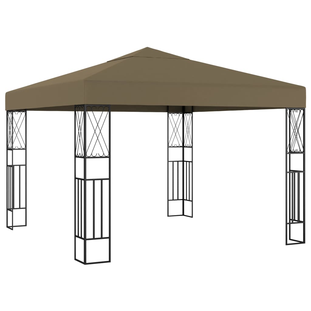 Κιόσκι με Φωτάκια LED Taupe 3 x 3 μ. Υφασμάτινο - Pakobazaar