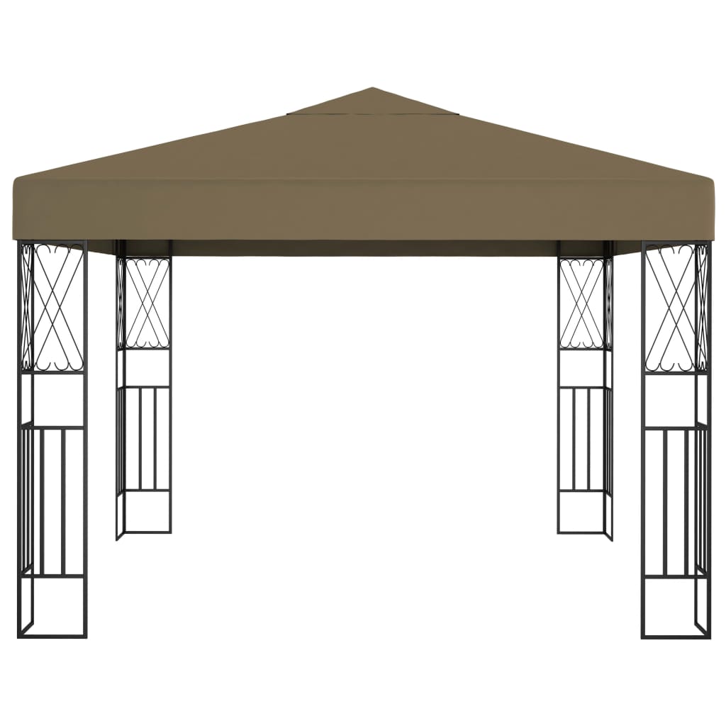 Κιόσκι με Φωτάκια LED Taupe 3 x 3 μ. Υφασμάτινο - Pakobazaar