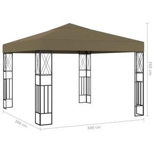 Κιόσκι με Φωτάκια LED Taupe 3 x 3 μ. Υφασμάτινο - Pakobazaar