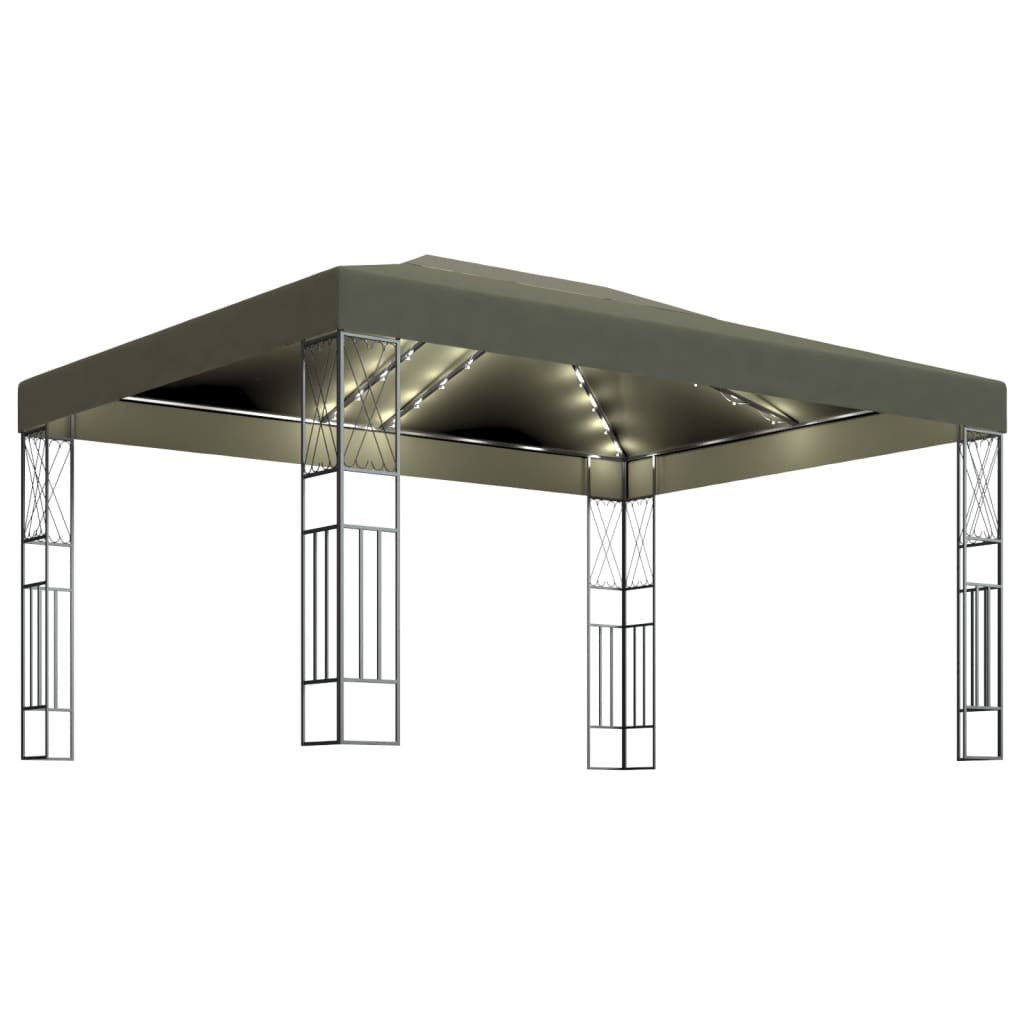 Κιόσκι με Φωτάκια Taupe LED 3 x 4 μ. Υφασμάτινο - Pakobazaar