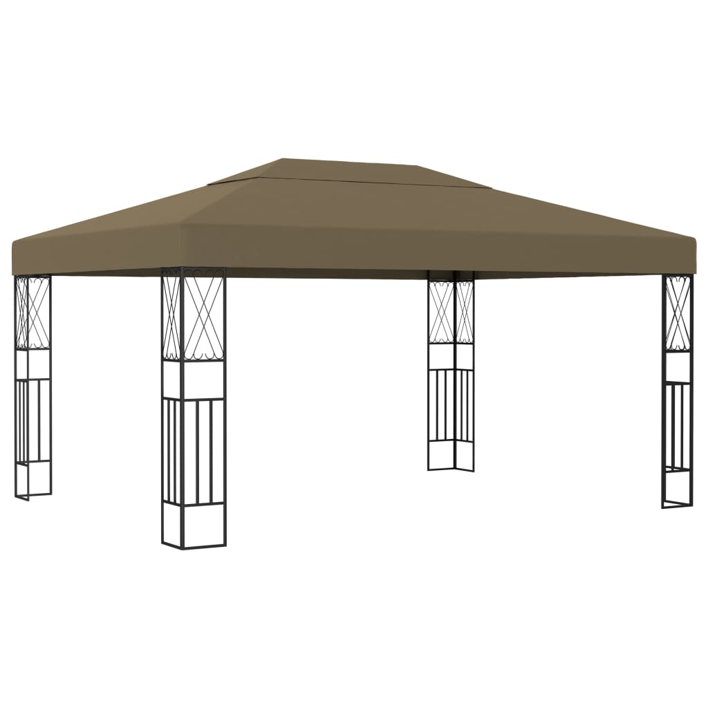 Κιόσκι με Φωτάκια Taupe LED 3 x 4 μ. Υφασμάτινο - Pakobazaar