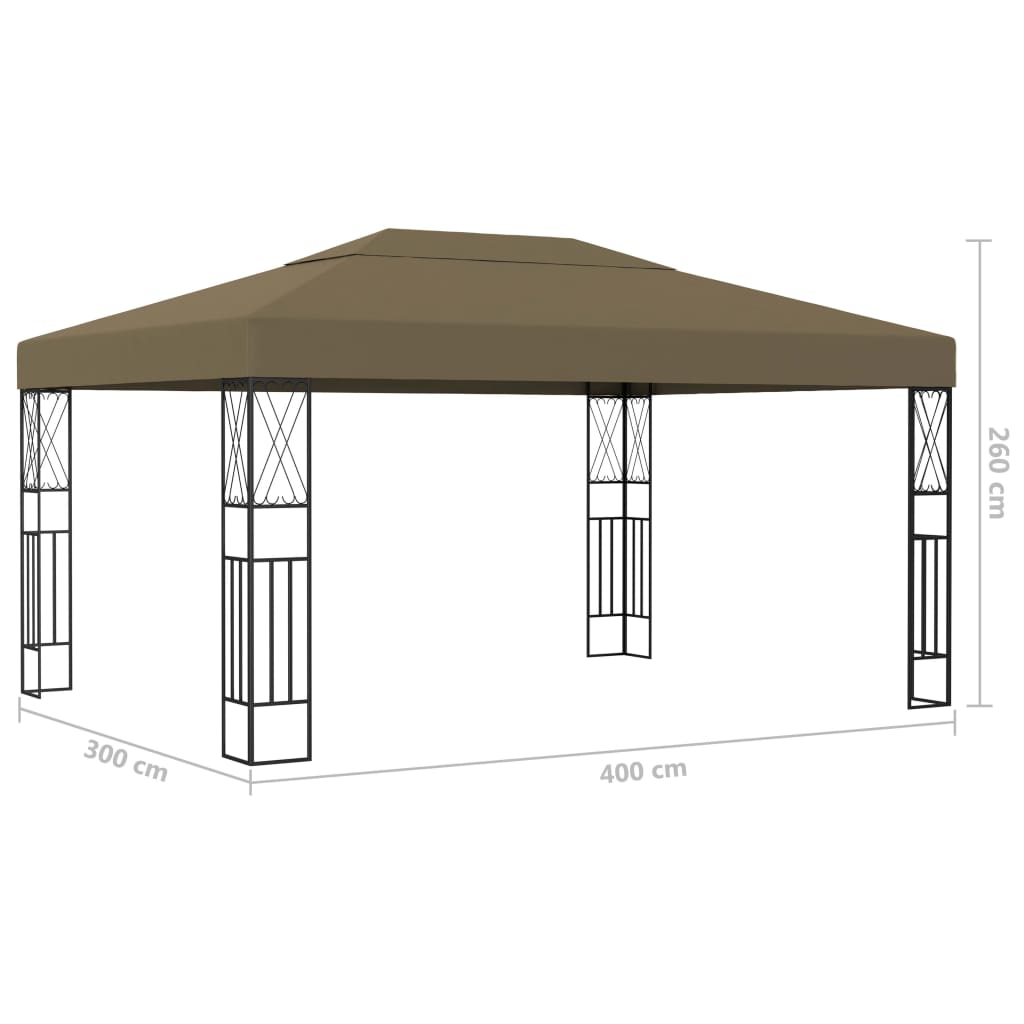 Κιόσκι με Φωτάκια Taupe LED 3 x 4 μ. Υφασμάτινο - Pakobazaar