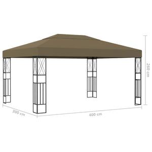 Κιόσκι με Φωτάκια Taupe LED 3 x 4 μ. Υφασμάτινο - Pakobazaar