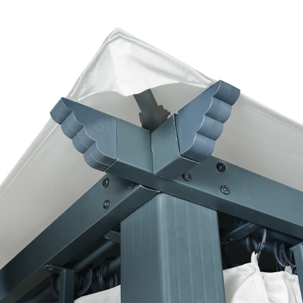 Κιόσκι με Κουρτίνα και Φωτάκια LED Κρεμ 3 x 3 μ. Αλουμινίου - PAKOBAZAAR