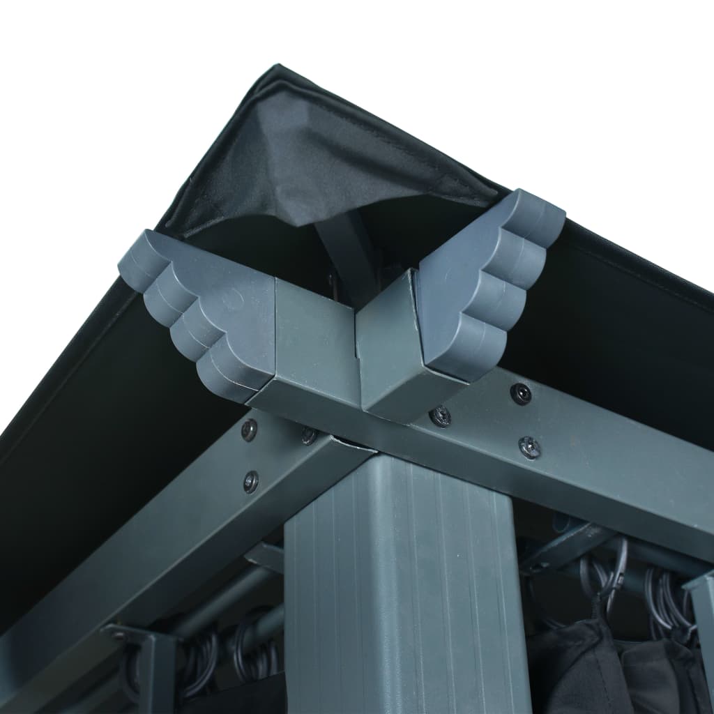 Κιόσκι με Κουρτίνα και Φωτάκια LED Ανθρακί 3 x 3 μ. Αλουμινίου - PAKOBAZAAR