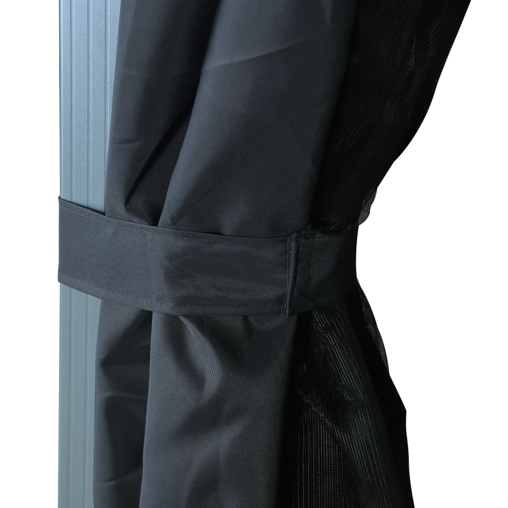 Κιόσκι με Κουρτίνα και Φωτάκια LED Ανθρακί 3 x 3 μ. Αλουμινίου - PAKOBAZAAR