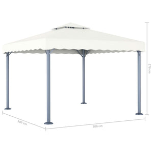 Κιόσκι με Φωτάκια Κρεμ LED 300 x 300 εκ. Αλουμινίου - PAKOBAZAAR