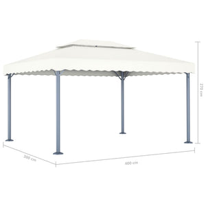 Κιόσκι με Φωτάκια LED Κρεμ 400 x 300 εκ. Αλουμινίου - PAKOBAZAAR