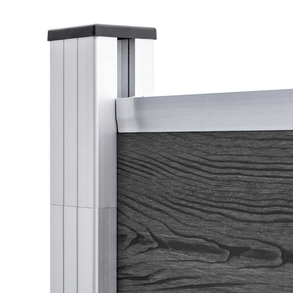 Σετ Πάνελ Περίφραξης Μαύρο 1564 x 186 εκ. από WPC - PAKOBAZAAR