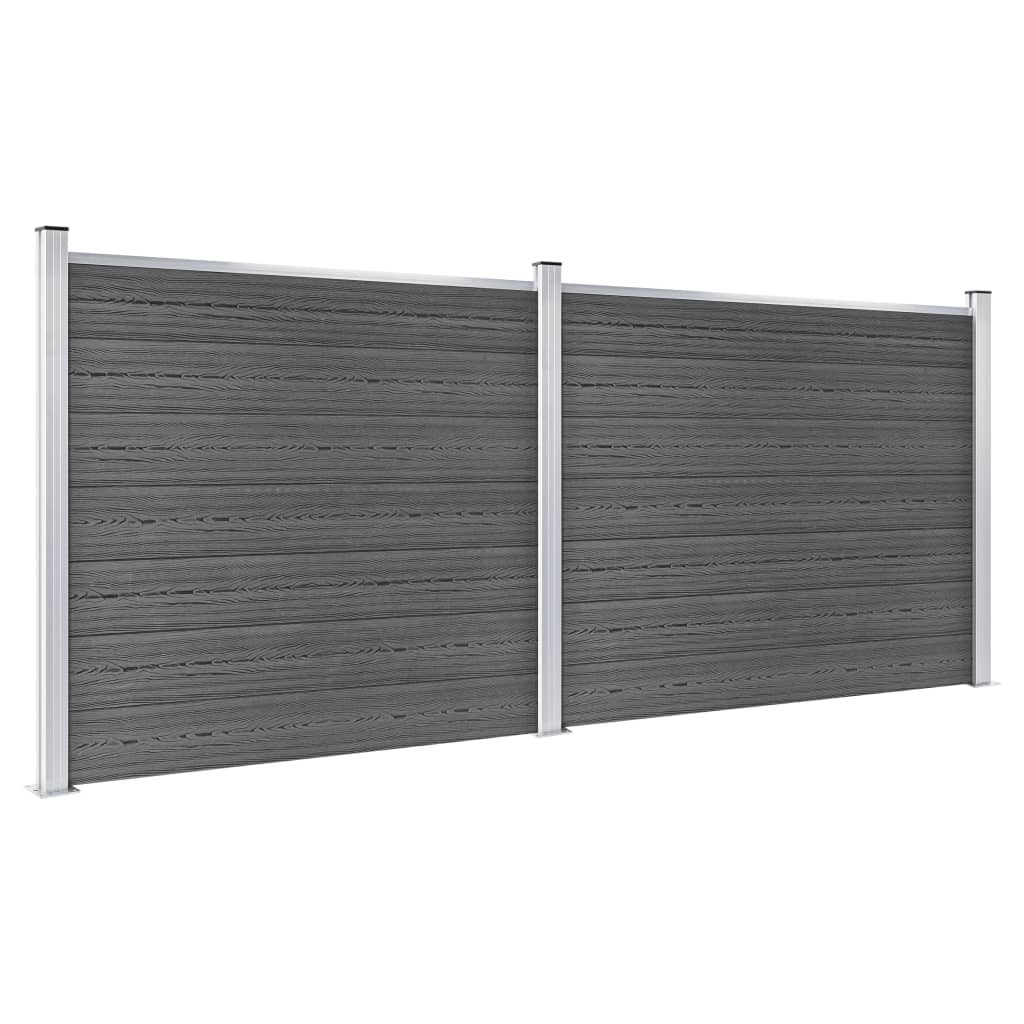 Σετ Πάνελ Περίφραξης Μαύρο 353 x 146 εκ. από WPC - Pakobazaar