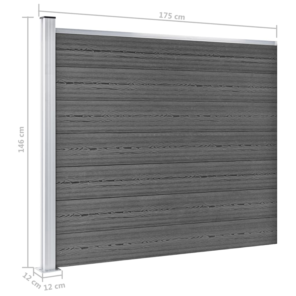 Σετ Πάνελ Περίφραξης Μαύρο 353 x 146 εκ. από WPC - Pakobazaar