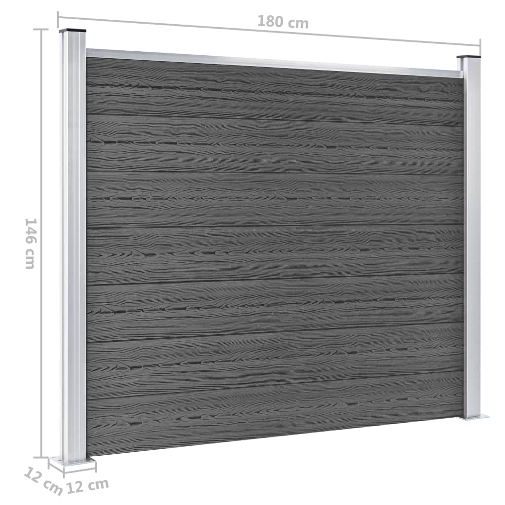 Σετ Πάνελ Περίφραξης Μαύρο 872 x 146 εκ. από WPC - Pakobazaar