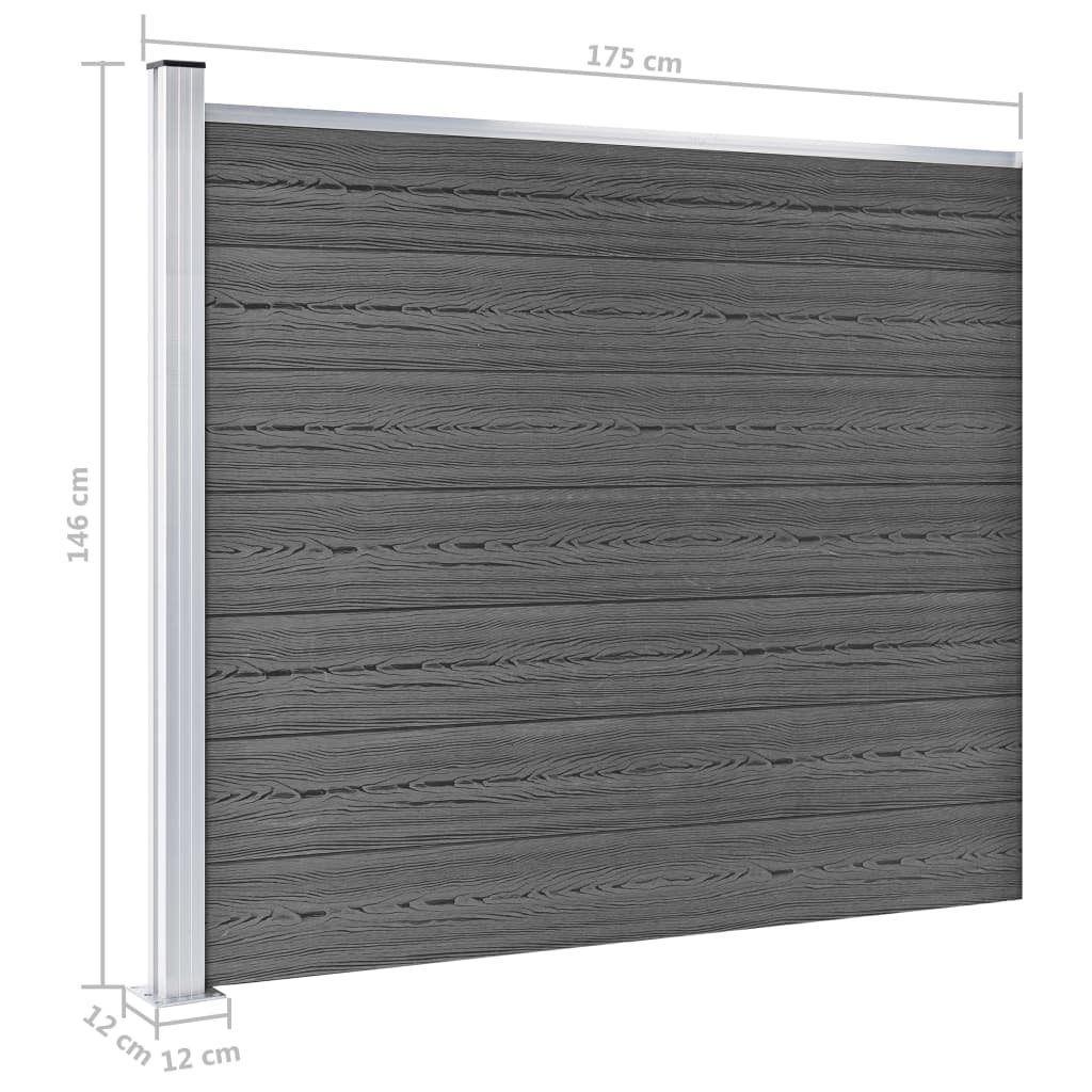 Σετ Πάνελ Περίφραξης Μαύρο 872 x 146 εκ. από WPC - Pakobazaar