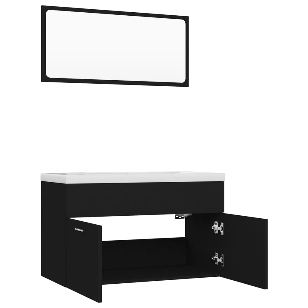 Σετ Επίπλων Μπάνιου Μαύρο από Μοριοσανίδα - Pakobazaar