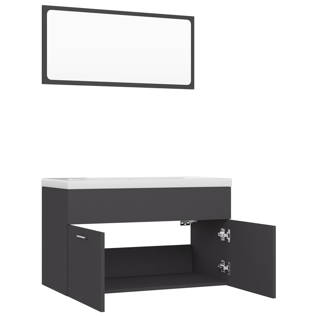 Σετ Επίπλων Μπάνιου Γκρι από Μοριοσανίδα - PAKOBAZAAR