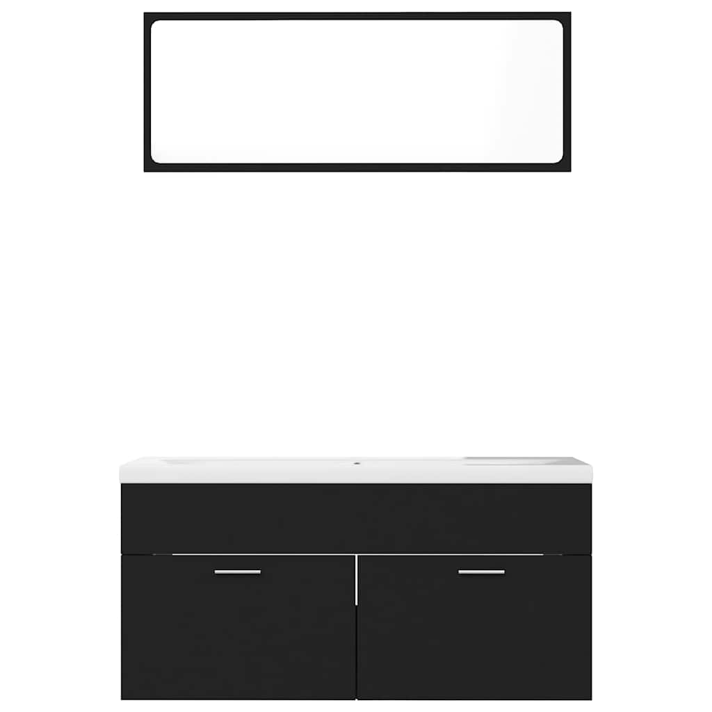 Σετ Επίπλων Μπάνιου Μαύρο από Μοριοσανίδα