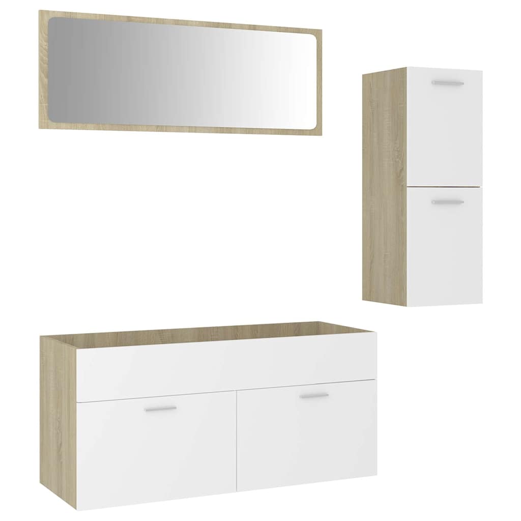 Σετ Επίπλων Μπάνιου Λευκό και Sonoma Δρυς από Μοριοσανίδα