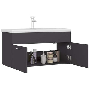 Ντουλάπι Μπάνιου με Νιπτήρα Γκρι από Επεξεργασμένο Ξύλο