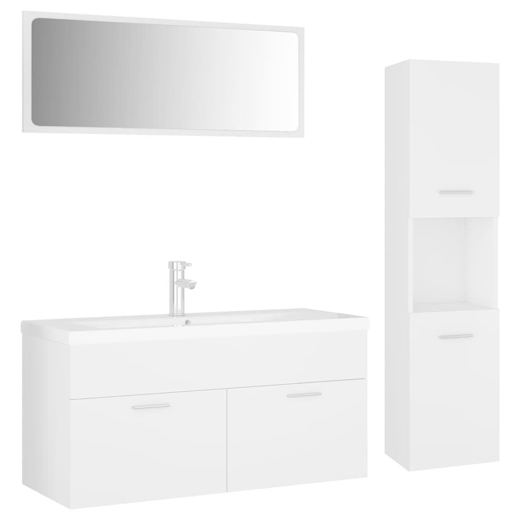 Σετ Επίπλων Μπάνιου Λευκό από Μοριοσανίδα - Pakobazaar