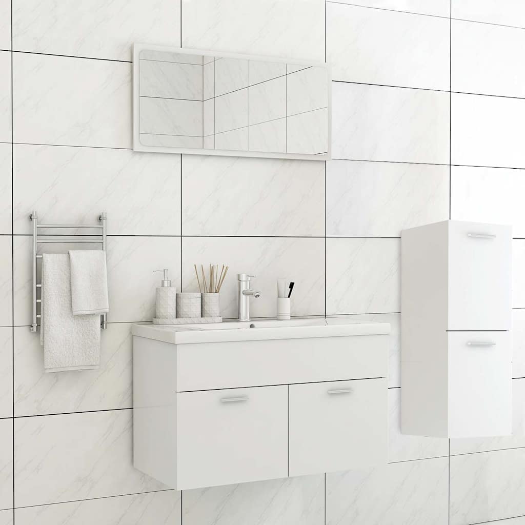Σετ Επίπλων Μπάνιου Λευκό από Επεξεργασμένο Ξύλο - Pakobazaar