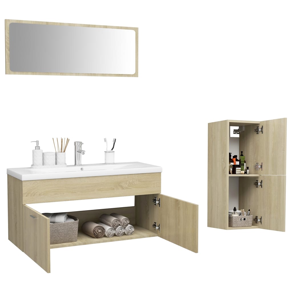 Σετ Επίπλων Μπάνιου Sonoma Δρυς από Μοριοσανίδα