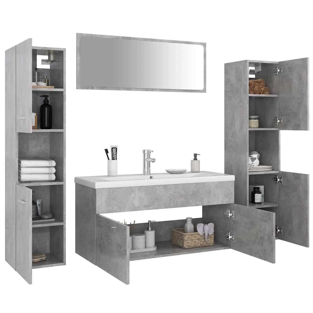 Σετ Επίπλων Μπάνιου Γκρι Σκυροδέματος από Μοριοσανίδα