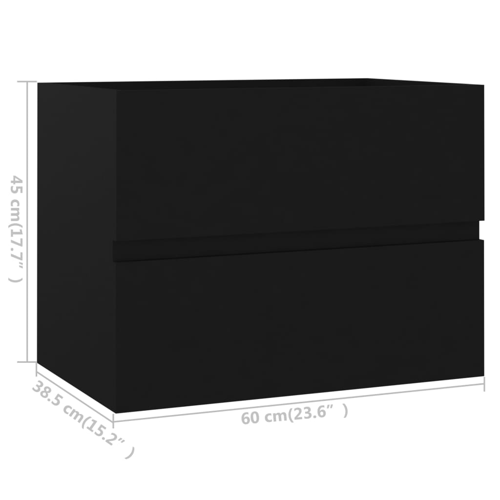 Ντουλάπι Μπάνιου με Νιπτήρα Μαύρο από Επεξ. Ξύλο - Pakobazaar