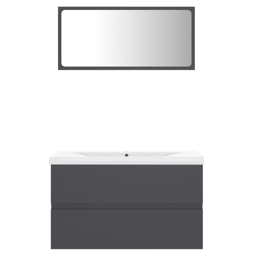 Σετ Επίπλων Μπάνιου Γκρι από Μοριοσανίδα - PAKOBAZAAR