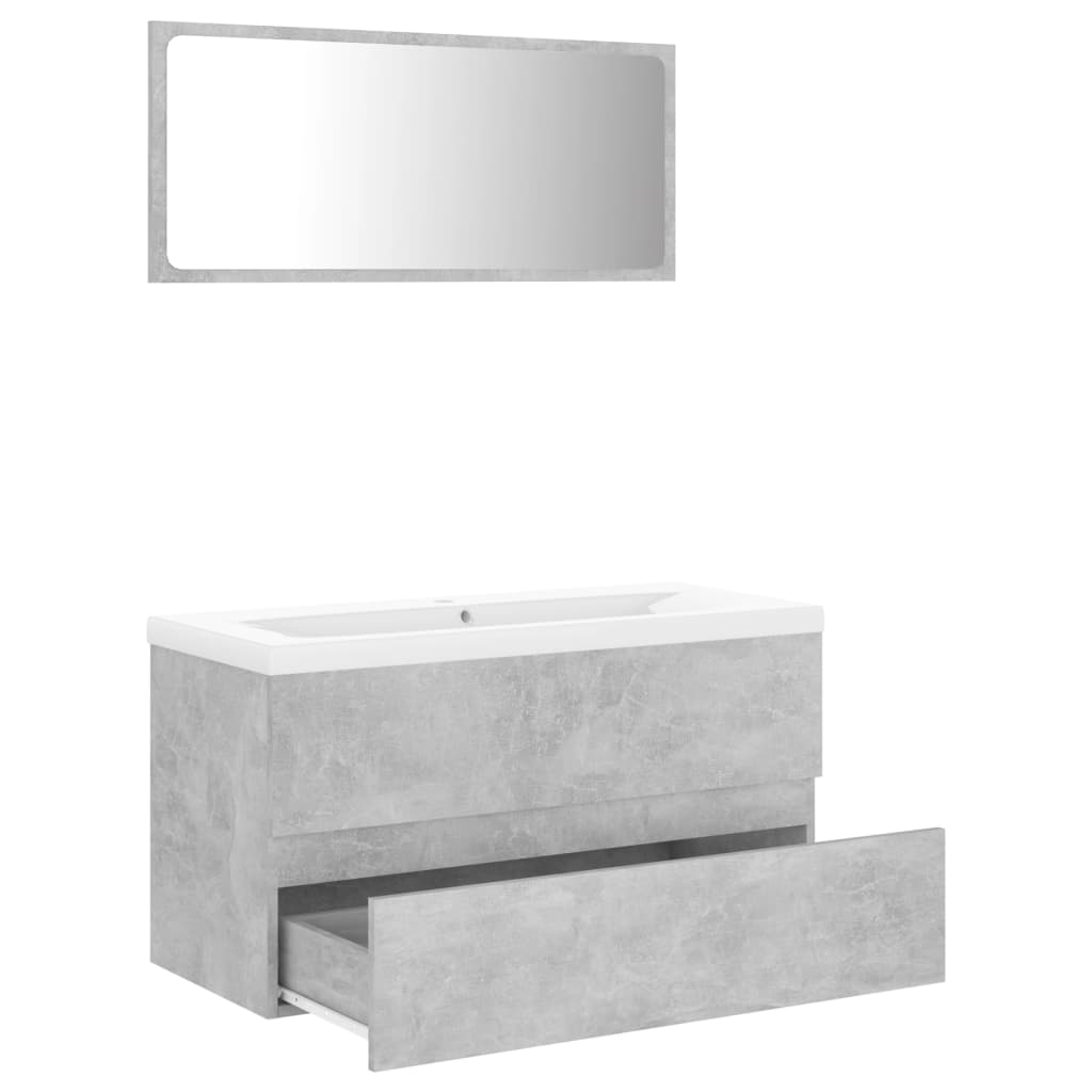 Σετ Επίπλων Μπάνιου Γκρι Σκυροδέματος Μοριοσανίδα - PAKOBAZAAR