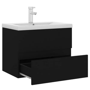 Ντουλάπι Μπάνιου με Νιπτήρα Μαύρο από Επεξεργασμένο Ξύλο
