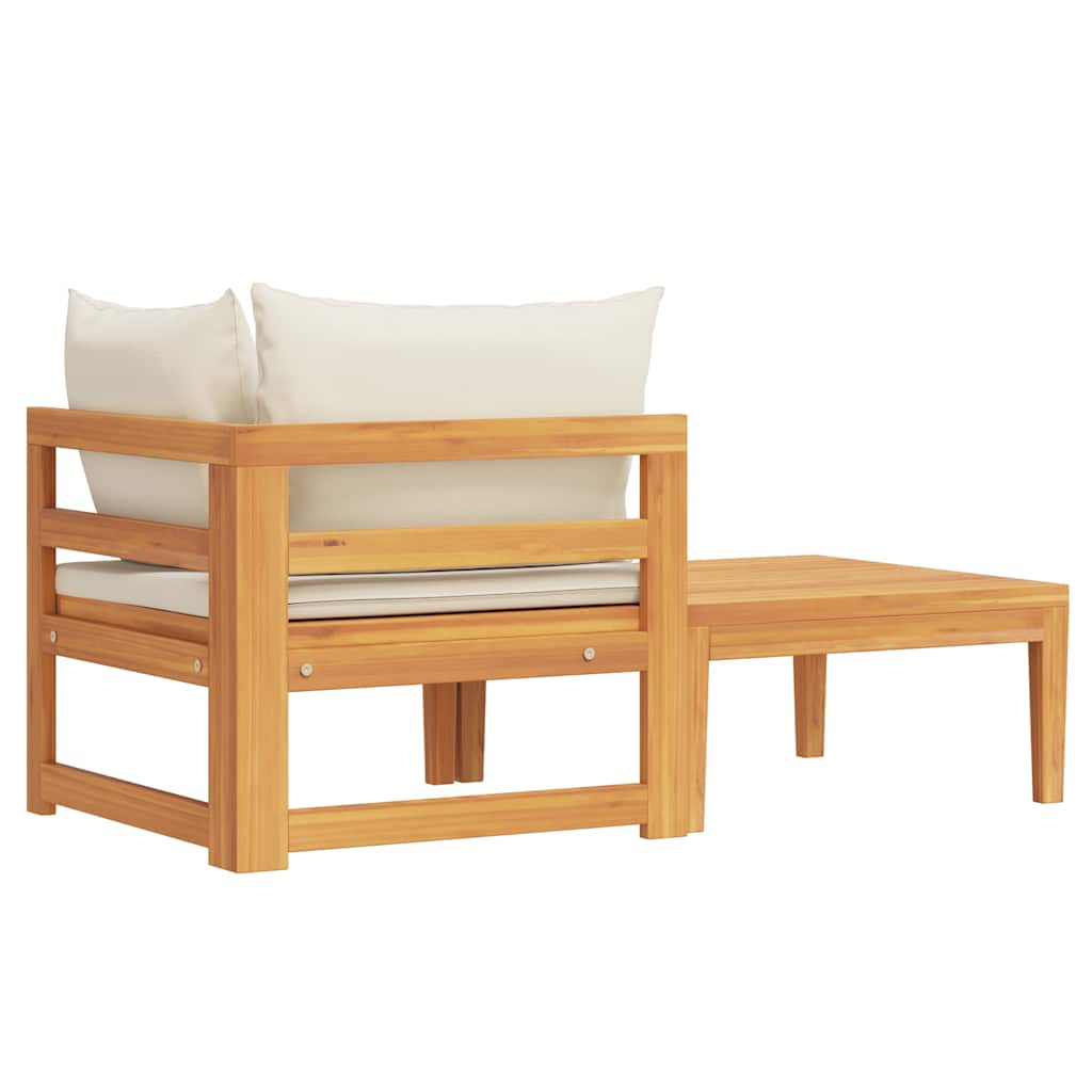 Σαλόνι Κήπου Σετ 2 τεμ. από Ξύλο Ακακίας / Λευκά Κρεμ Μαξιλάρια