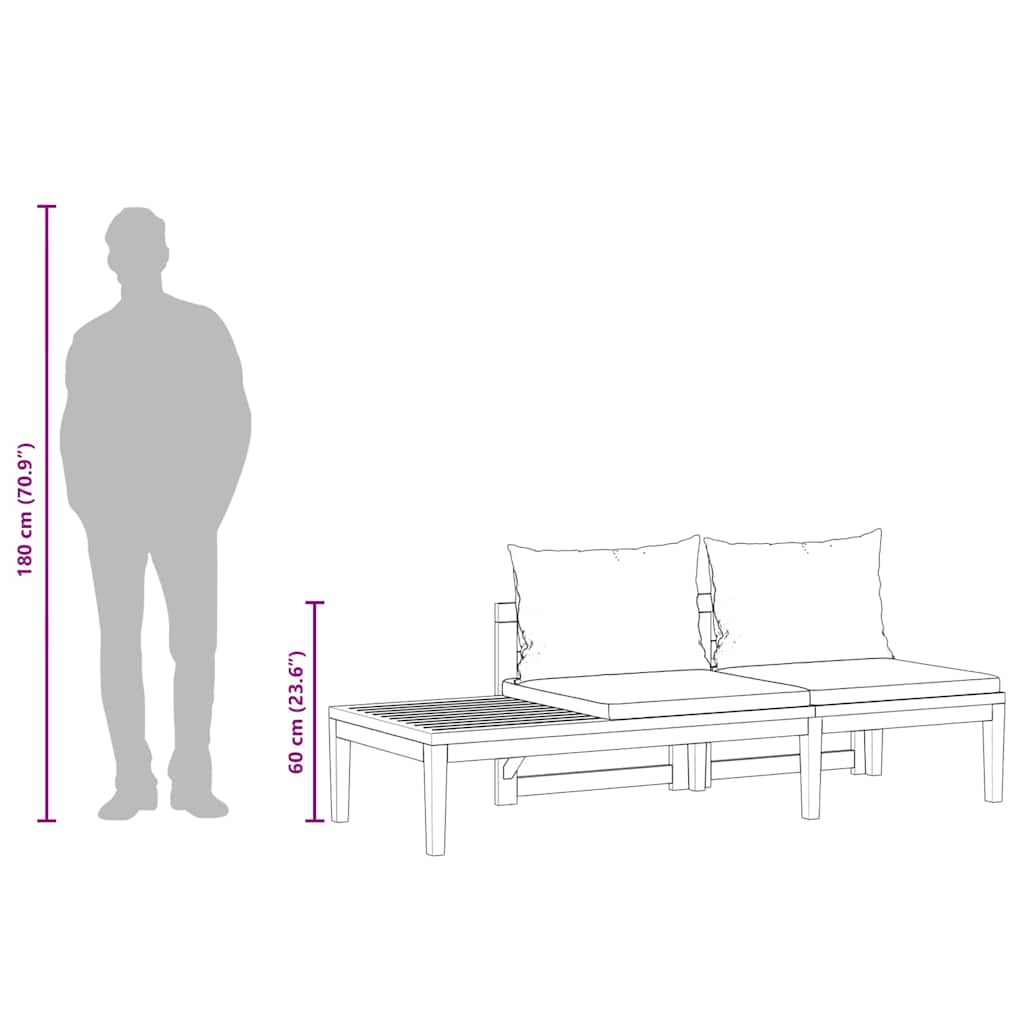 Παγκάκι Κήπου με Τραπέζι Ξύλο Ακακίας με Σκούρα Γκρι Μαξιλάρια