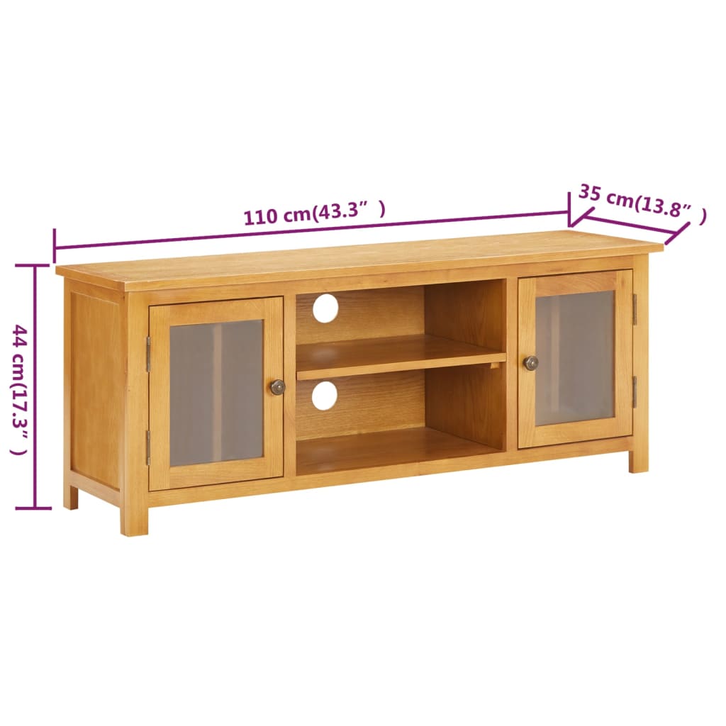Έπιπλο Τηλεόρασης 110 x 35 x 44 εκ. από Μασίφ Ξύλο Δρυός