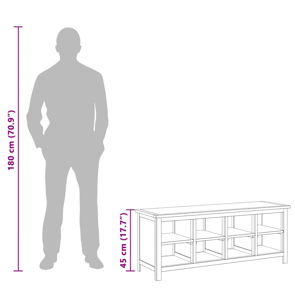 Παπουτσοθήκη 114 x 37 x 45 εκ. από Μασίφ Ξύλο Δρυός